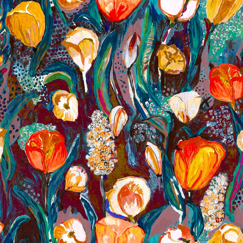 Tissu GIVERNY MARRON GLACÉ