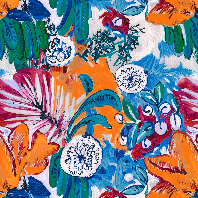 Tissu ACANTHE orange