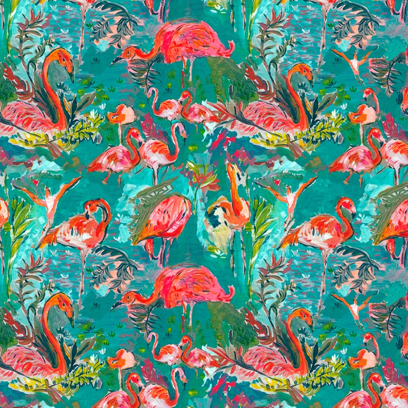 Tissu FLAMINGO cyan