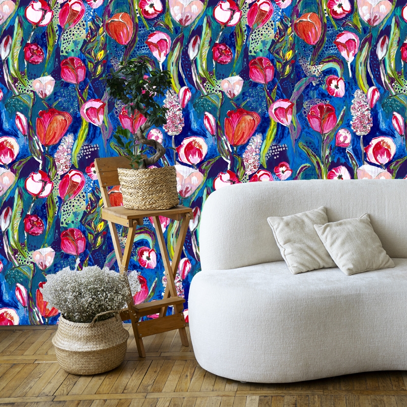 PAPIER PEINT - GIVERNY bleu...