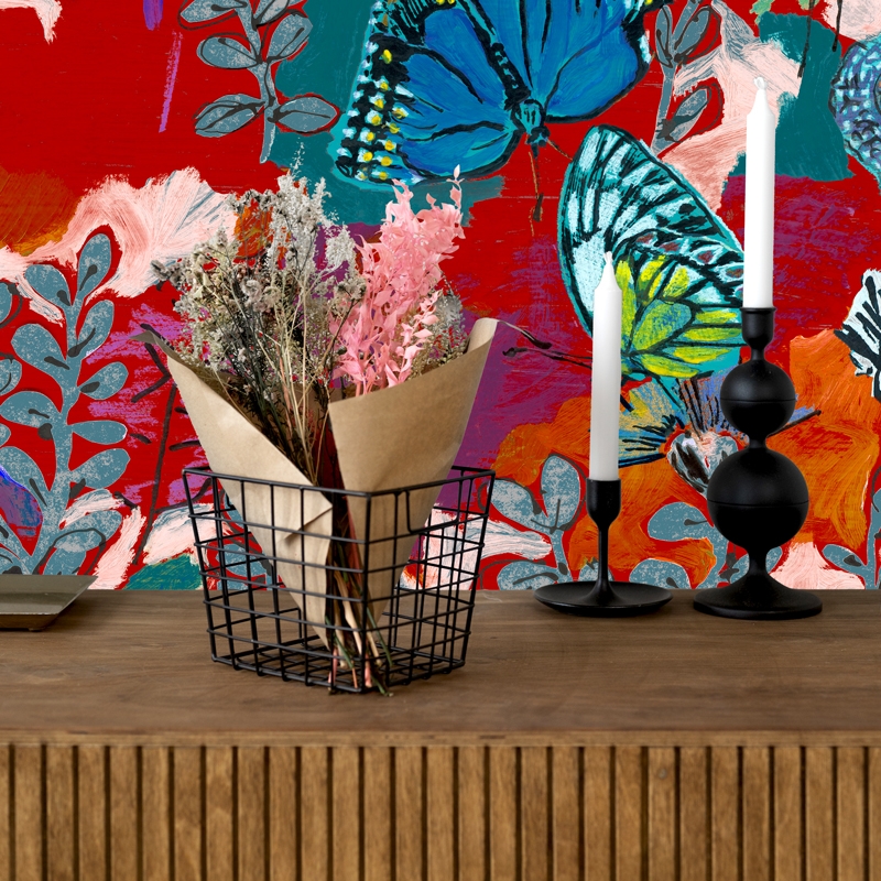 PAPIER PEINT - LILIE rouge...