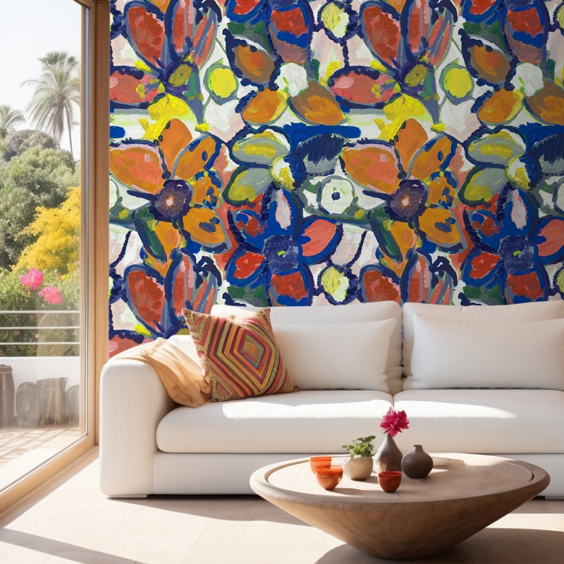 PAPIER PEINT - LUCETTE bleu...