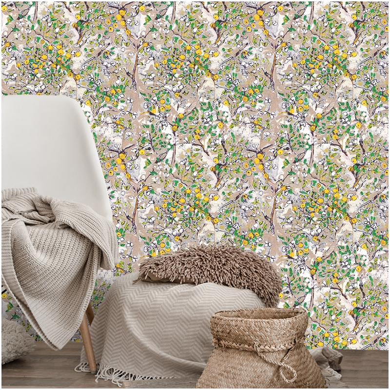 Papier peint POMME D'API taupe